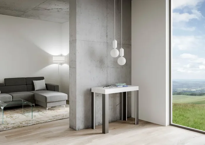 Consolle Allungabile 90-300x40x77 cm in Nobilitato Bianco Saldi - immagine 2