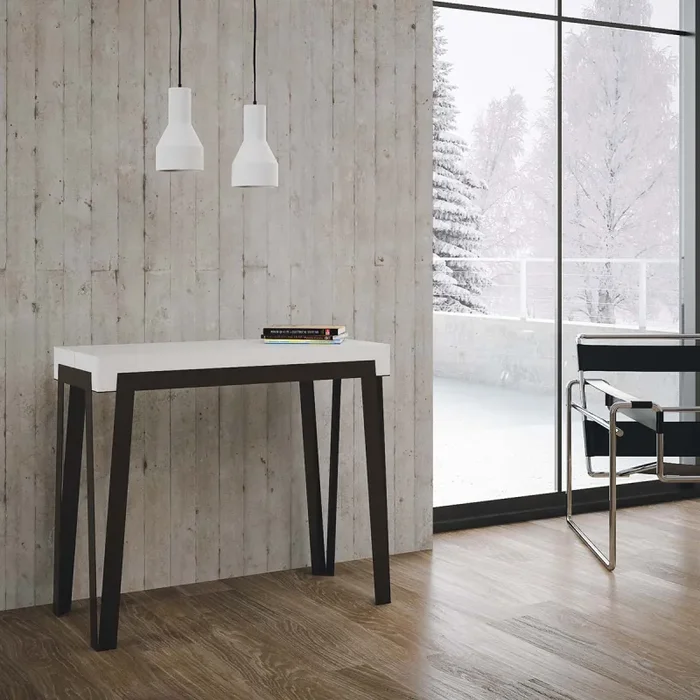 Consolle Allungabile 90-300x40x77 cm in Nobilitato Bianco - immagine 2