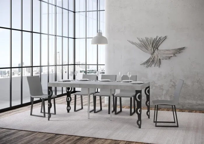 Consolle Allungabile 90-300x40x77 cm in Nobilitato Grigio - immagine 3