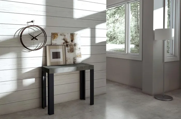 Consolle Allungabile 90-300x40x77 cm in Nobilitato Grigio - immagine 2