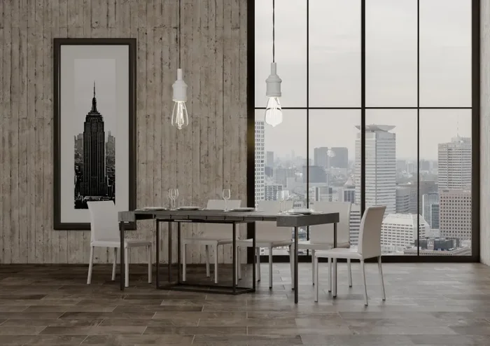 Consolle Allungabile 90-300x40x77 cm in Nobilitato Grigio In saldo - immagine 3