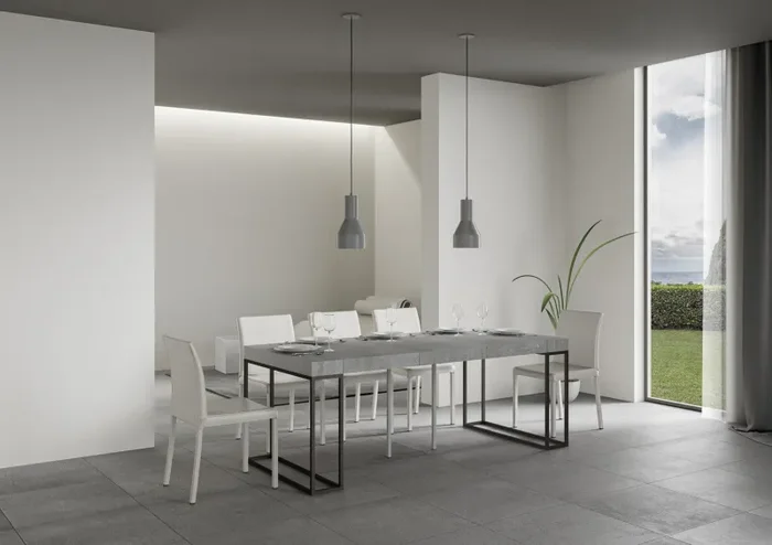 Consolle Allungabile 90-300x40x77 cm in Nobilitato Grigio - immagine 3