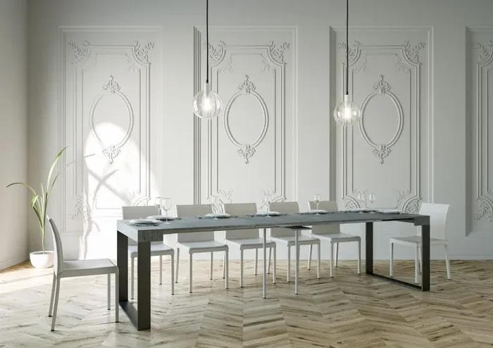 Consolle Allungabile 90-300x40x77 cm in Nobilitato Grigio Online - immagine 3