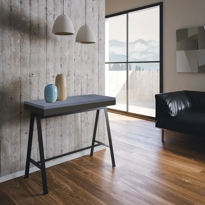 Consolle Allungabile 90-300x40x77 cm in Nobilitato Grigio - immagine 2