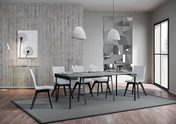 Consolle Allungabile 90-300x40x77 cm in Nobilitato Grigio - immagine 3