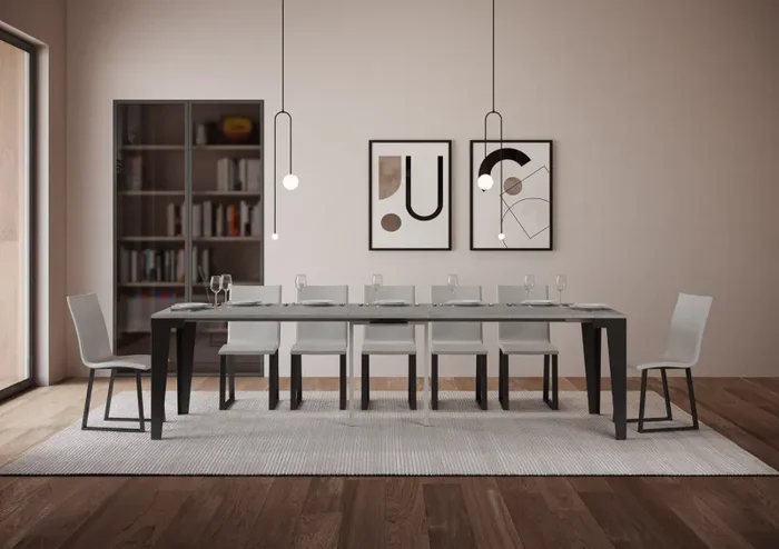 Consolle Allungabile 90-300x40x77 cm in Nobilitato Grigio Vendita calda online - immagine 3