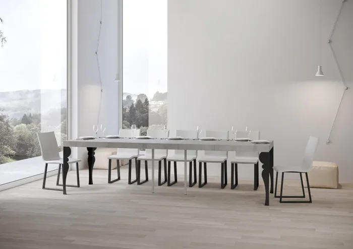 Consolle Allungabile 90-300x40x77 cm in Nobilitato Grigio - immagine 3