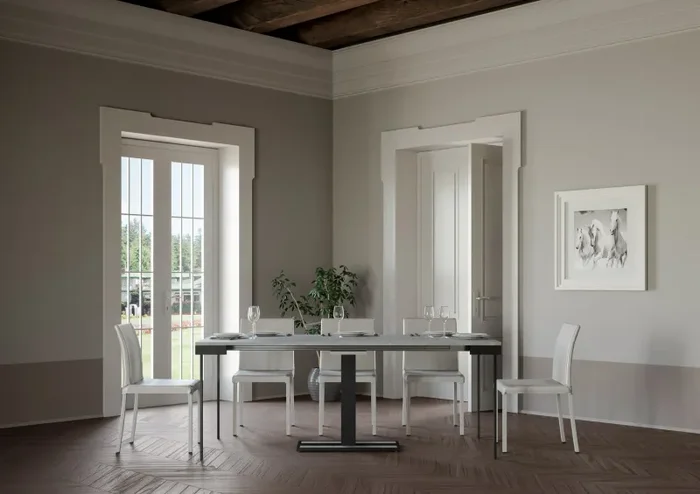 Consolle Allungabile 90-300x40x77 cm in Nobilitato Grigio - immagine 2