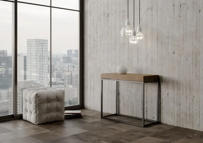 Consolle Allungabile 90-300x40x77 cm in Nobilitato Marrone - immagine 2