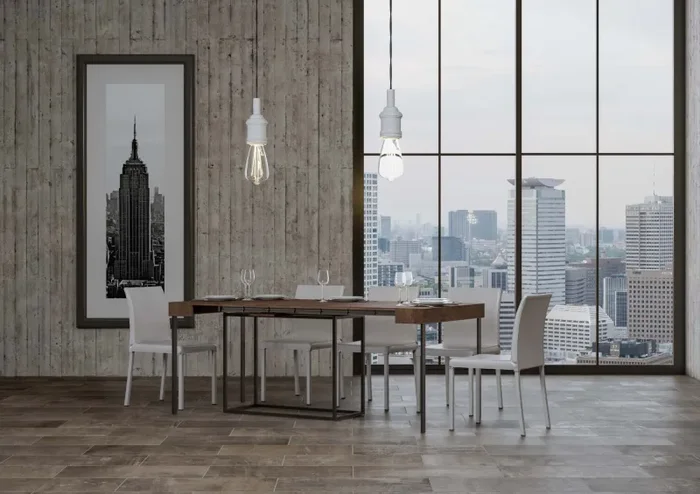 Consolle Allungabile 90-300x40x77 cm in Nobilitato Marrone - immagine 3