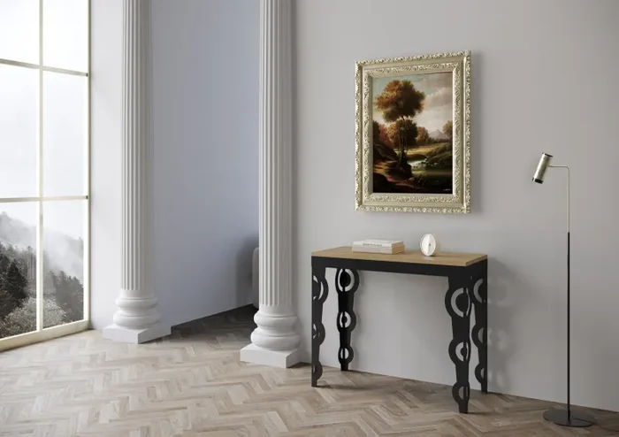 Consolle Allungabile 90-300x40x77 cm in Nobilitato Marrone - immagine 2