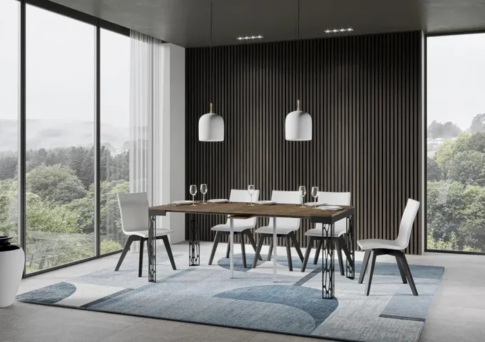 Consolle Allungabile 90-300x40x77 cm in Nobilitato Marrone - immagine 3