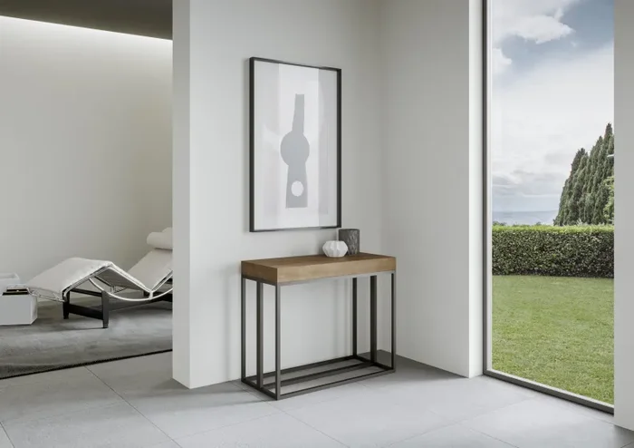 Consolle Allungabile 90-300x40x77 cm in Nobilitato Marrone Fornitura - immagine 2