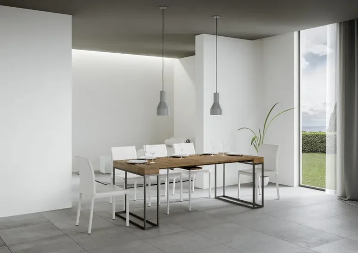 Consolle Allungabile 90-300x40x77 cm in Nobilitato Marrone Fornitura - immagine 3