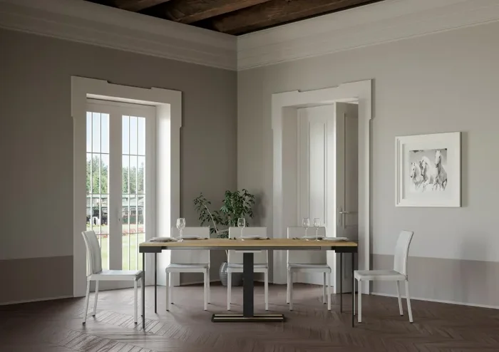 Consolle Allungabile 90-300x40x77 cm in Nobilitato Marrone - immagine 2