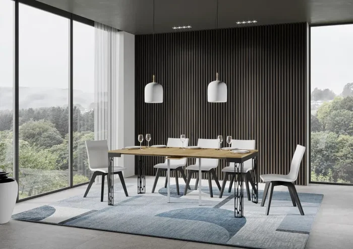 Consolle Allungabile 90-300x40x77 cm in Nobilitato Marrone - immagine 3