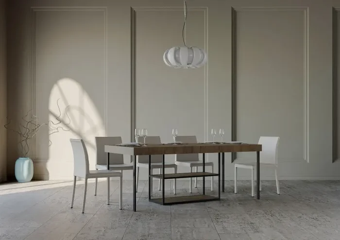 Consolle Allungabile 90-300x40x77 cm in Nobilitato Marrone - immagine 3