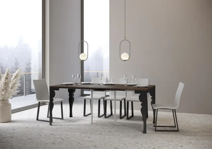 Consolle Allungabile 90-300x40x77 cm in Nobilitato Marrone - immagine 3