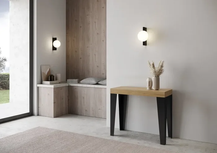 Consolle Allungabile 90-300x40x77 cm in Nobilitato Marrone - immagine 2