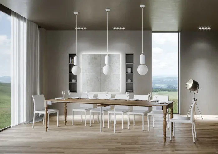 Consolle Allungabile 90-300x40x77 cm in Nobilitato Marrone - immagine 3