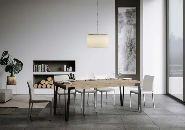 Consolle Allungabile 90-300x40x77 cm in Nobilitato Marrone - immagine 3