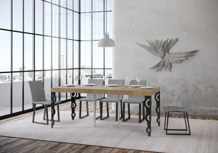 Consolle Allungabile 90-300x40x77 cm in Nobilitato Marrone - immagine 3