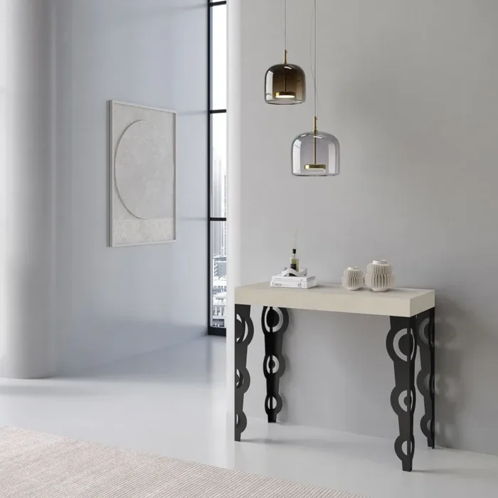 Consolle Allungabile 90-300x40x77 cm Karamay Premium Cashmere Telaio Antracite - immagine 2