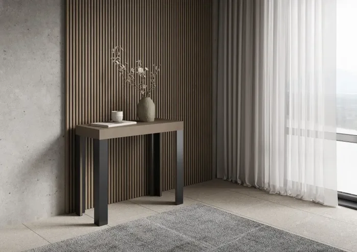 Consolle Allungabile 90-300x40x77 cm Linea Tortora Telaio Antracite Moda - immagine 2