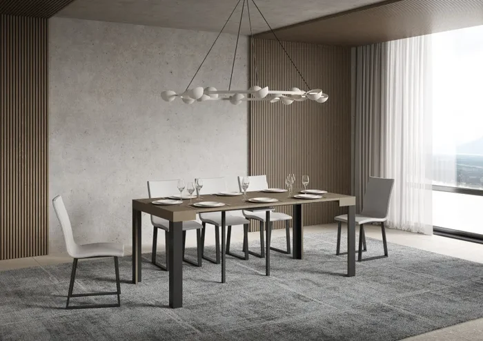 Consolle Allungabile 90-300x40x77 cm Linea Tortora Telaio Antracite Moda - immagine 3