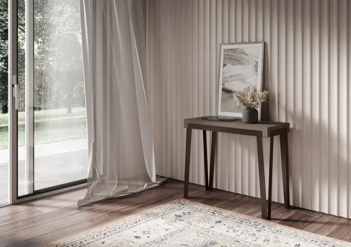 Consolle Allungabile 90-300x40x77 cm Rio Tortora Telaio Ruggine - immagine 2