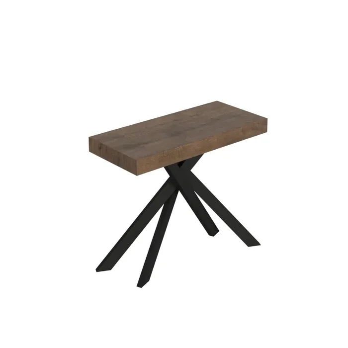 Consolle Allungabile 90-300x40x77 cm Saki Premium Noce Gambe Antracite Sconti