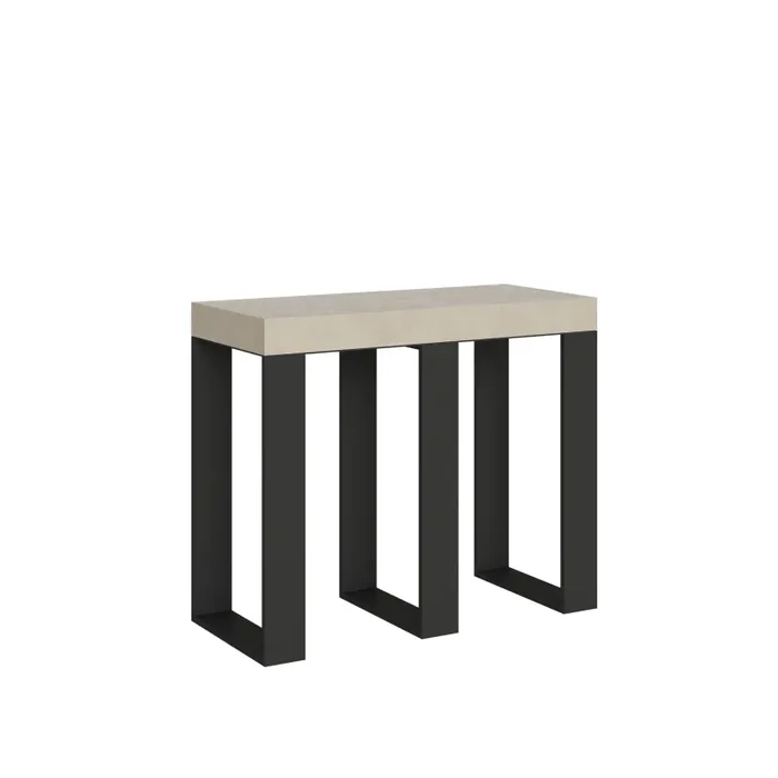 Consolle Allungabile 90-300x40x77 cm Sintesi Premium Cashmere Telaio Antracite