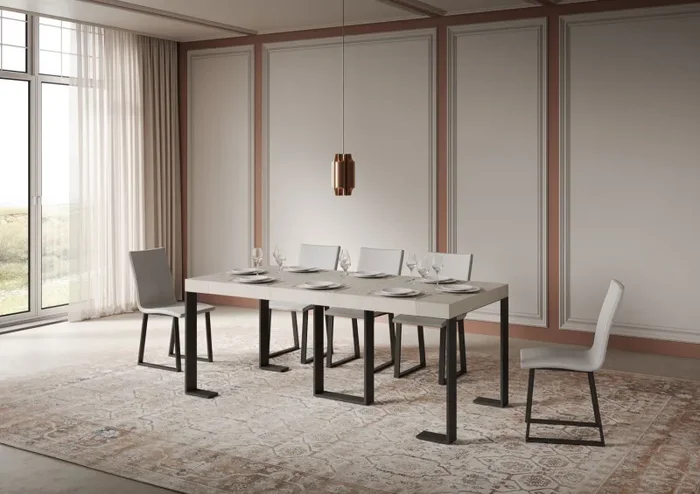 Consolle Allungabile 90-300x40x77 cm Sintesi Premium Cashmere Telaio Antracite - immagine 3