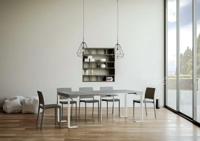 Consolle Allungabile 90-300x40x77 cm Tecno Noce telaio Bianco - immagine 3