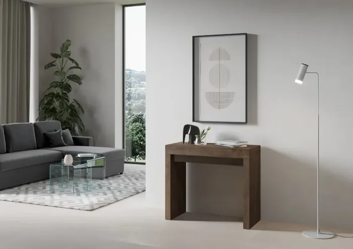 Consolle Allungabile 90-300x42x77 cm in Nobilitato Marrone - immagine 2