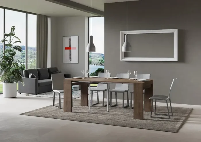 Consolle Allungabile 90-300x42x77 cm in Nobilitato Marrone - immagine 3