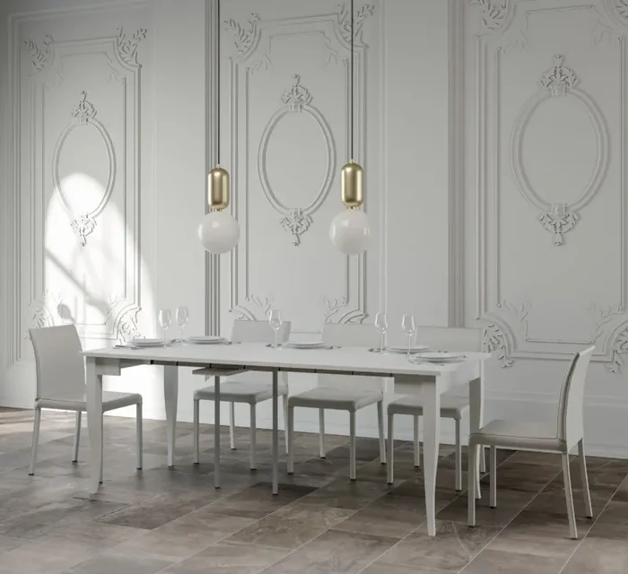 Consolle Allungabile 90-308x48x77 cm in Nobilitato Bianco - immagine 3