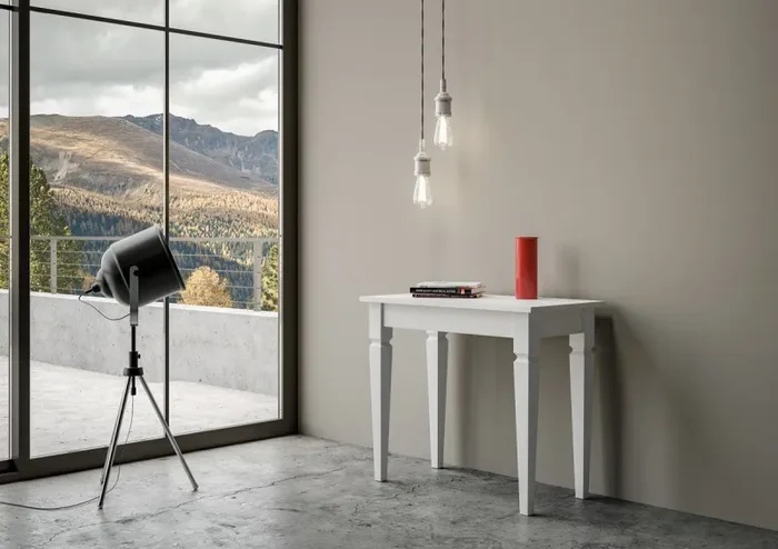 Consolle Allungabile 90-308x48x77 cm in Nobilitato Bianco In saldo - immagine 2