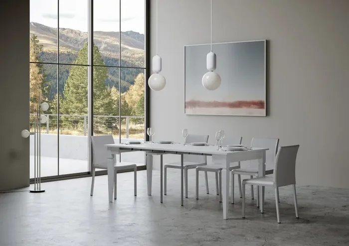 Consolle Allungabile 90-308x48x77 cm in Nobilitato Bianco In saldo - immagine 3