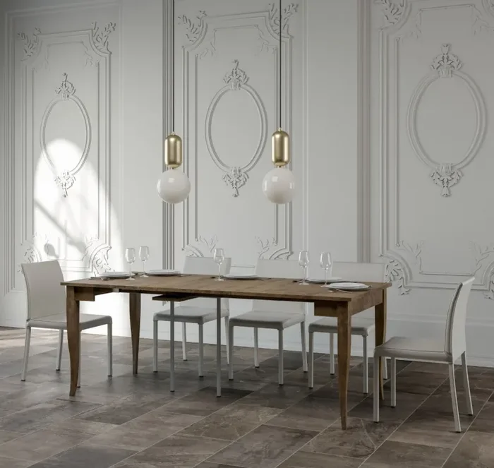 Consolle Allungabile 90-308x48x77 cm in Nobilitato Marrone - immagine 3