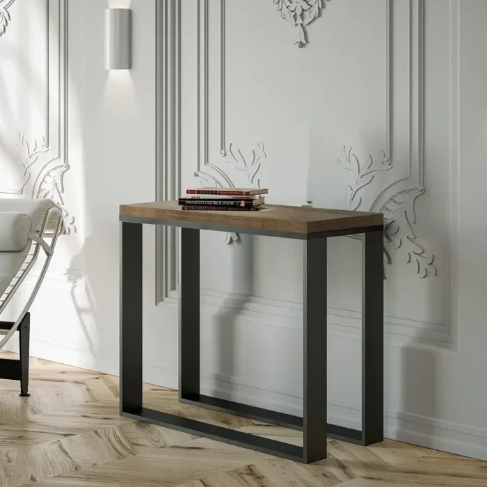 Consolle Allungabile 90-x45-90×80 cm in Nobilitato Marrone Saldi