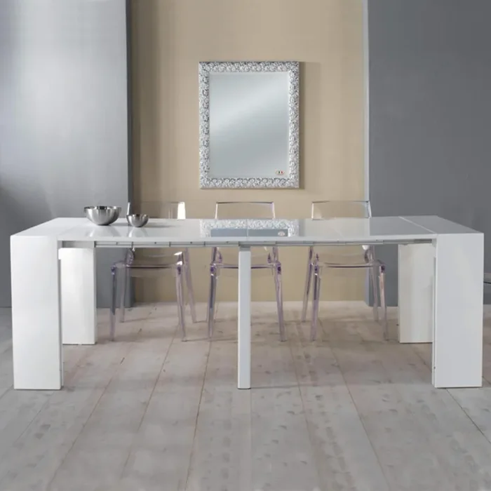 Consolle Allungabile H75x95x45/300 Rizzetti Majestic Bianco Lucido Vendita online - immagine 3