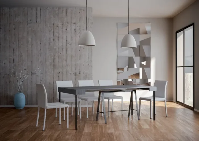 Consolle Allungabile in Legno e Ferro H77x40x90/300cm Banco Cemento Classica Vendita calda - immagine 3