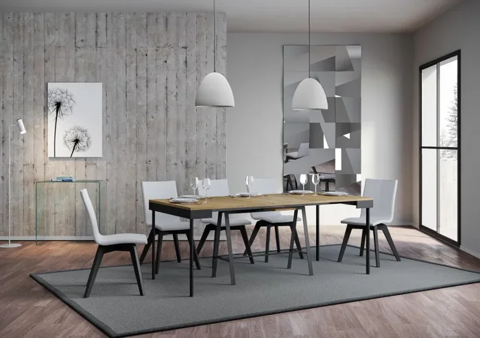 Consolle Allungabile in Legno e Ferro H77x40x90/300cm Banco Premium Quercia Folding - immagine 3