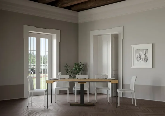 Consolle Allungabile in Legno e Ferro H77x40x90/300cm Capital Quercia Classica - immagine 3