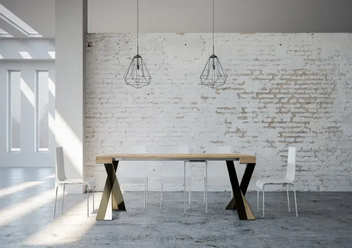 Consolle Allungabile in Legno e Ferro H77x40x90/300cm Diago Quercia Classica - immagine 3