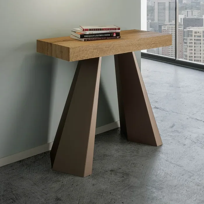 Consolle Allungabile in Legno e Ferro H77x40x90/300cm Diamante Premium Abete Tinto Orso Fol Vendita online - immagine 2