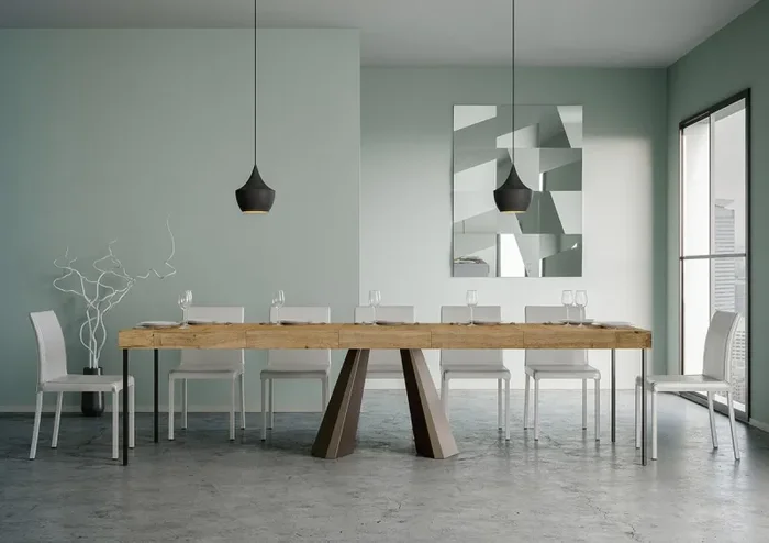 Consolle Allungabile in Legno e Ferro H77x40x90/300cm Diamante Premium Abete Tinto Orso Fol Vendita online - immagine 3