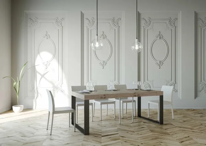 Consolle Allungabile in Legno e Ferro H77x40x90/300cm Elettra Premium Rovere Folding - immagine 3