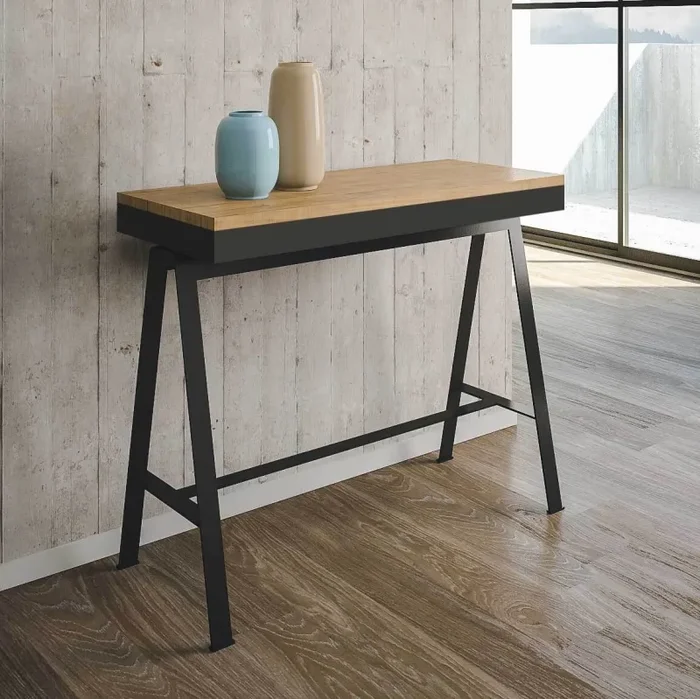 Consolle Allungabile in Legno e Ferro H77x40x90/300cm Itamoby Banco Evolution Quercia Classica Sconti